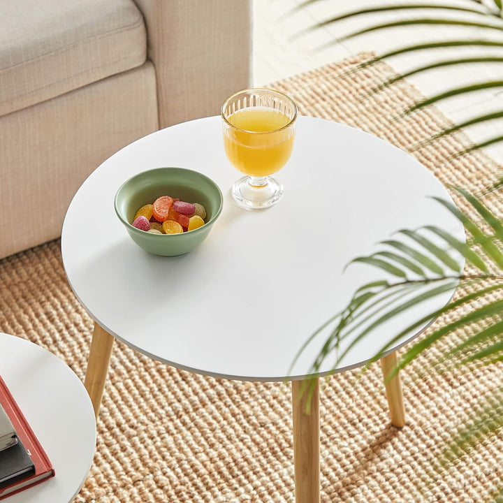 SONGMICS Beistelltisch-Set rund, 2 Moderne Sofatische, minimalistisch, skandinavischer Stil, Couchti