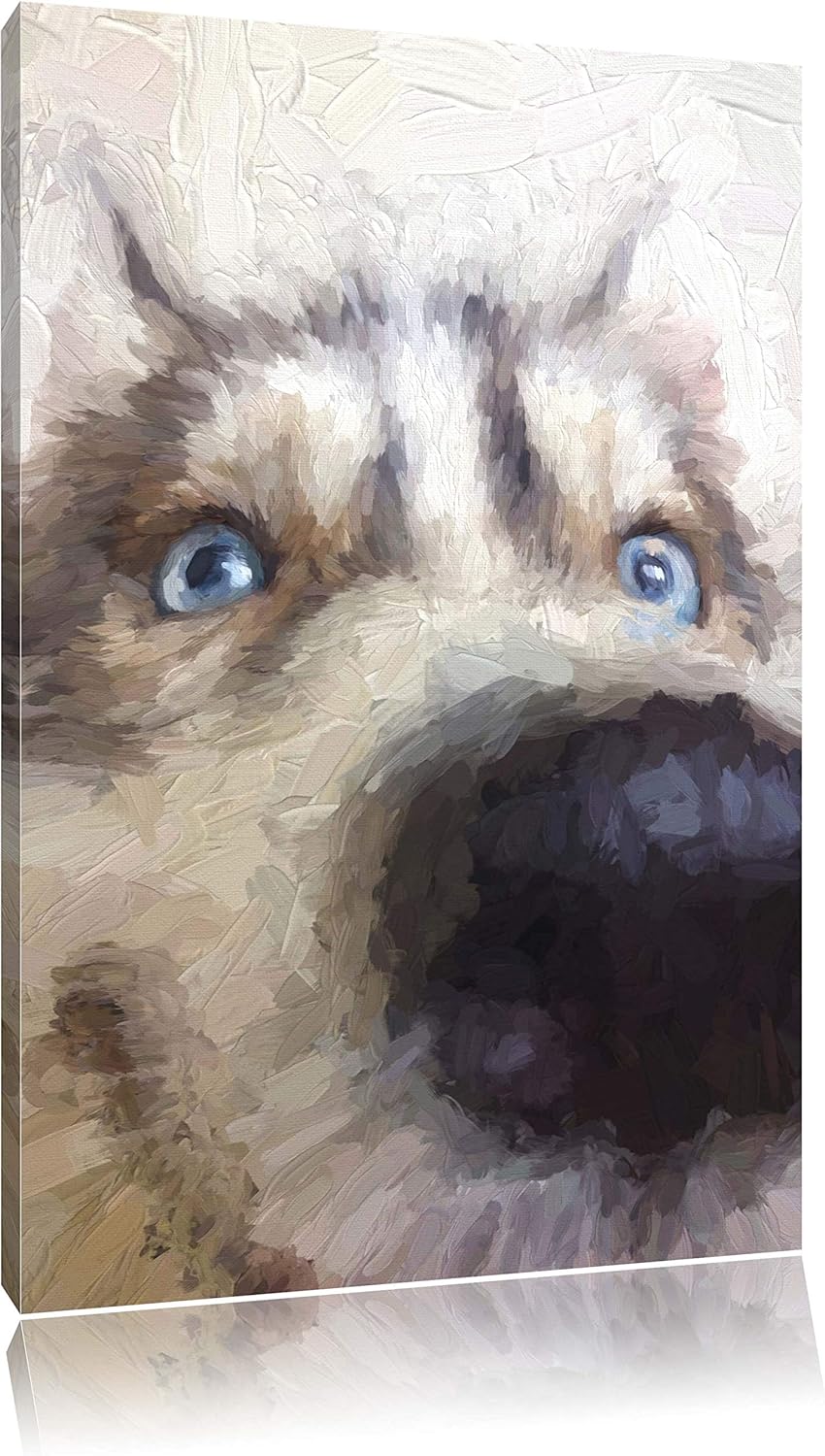 Pixxprint Glücklicher Husky als Leinwandbild/Grösse: 100x70 cm/Wandbild/Kunstdruck/fertig bespannt,
