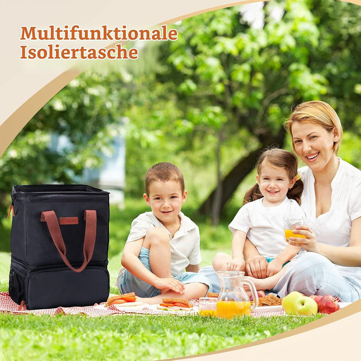 Kühltasche Picknicktasche, ANGGO Grosse Kapazität Kühlbox Lunchtasche Wasserdicht und Auslaufsicher,