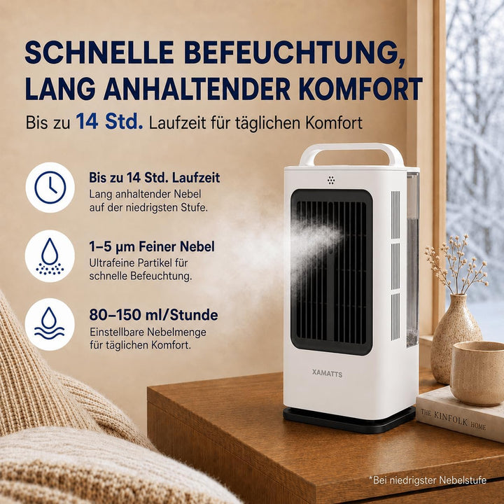 Klimaanlage Mobil, 3-in-1 Mobile Klimaanlage, Ventilator mit Wasserkühlung 1700ml Wassertank, Air Co