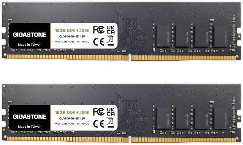 [DDR4 RAM] Gigastone Desktop RAM 32GB (2x16GB) DDR4 Ram 32GB DDR4-2666MHz PC4-21300 CL19 1.2V UDIMM