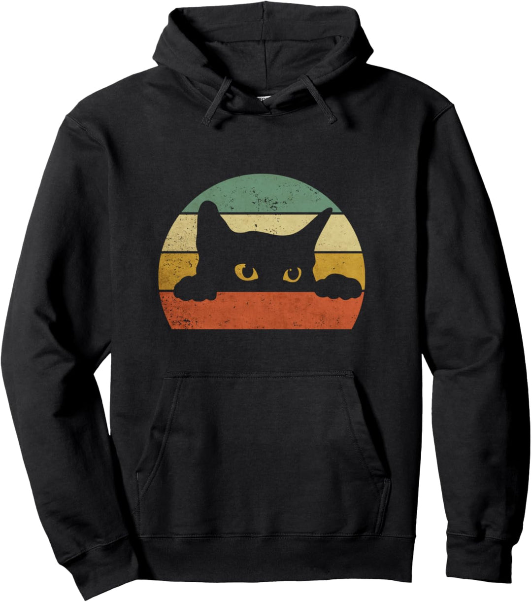 Vintage-Katze, Retro-Stil, 70er-Jahre-Stil, Motiv: niedliche Katze, Papa und Mutter Pullover Hoodie