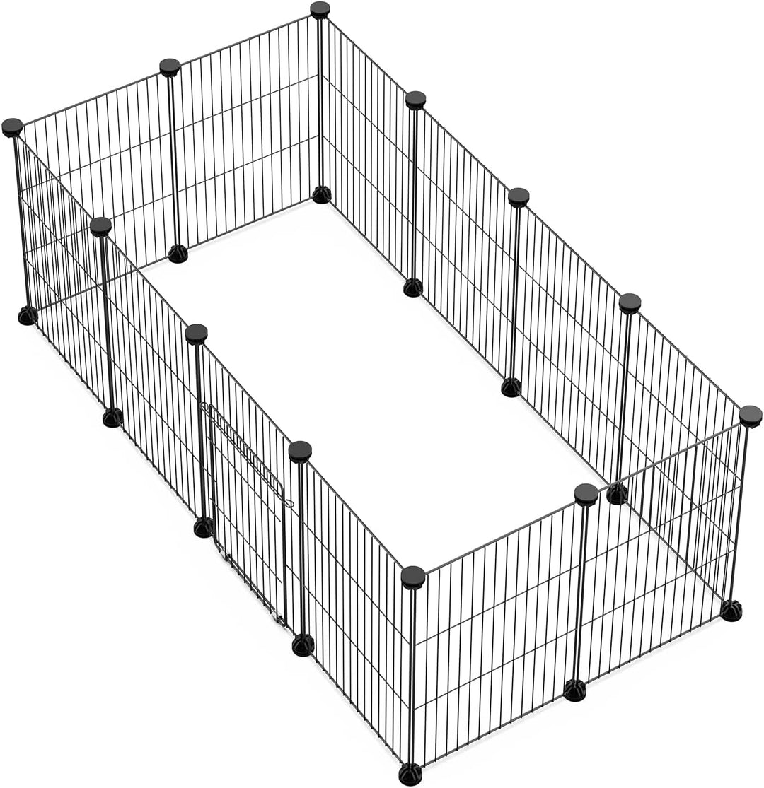 LANGXUN Schwarz FreigehegeInnengehege aus Metall Kleintierauslauf Kleintiergehege Kleintierk?fig f¨¹
