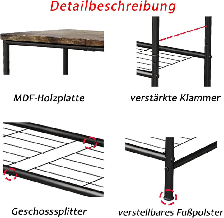 Schuhregal mit 4 Ebenen,Schuhregale aus Hochleistungsmetall mit MDF-Platte,Geeignet für Eingänge,Sch