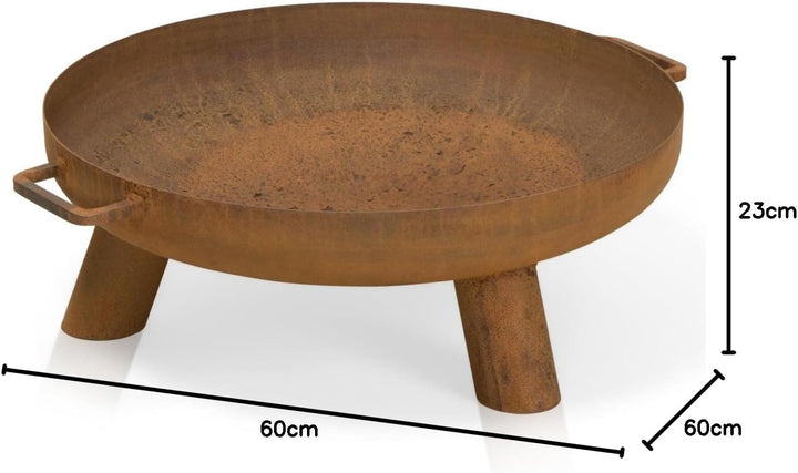 DECORAS Stahl-Feuerschale (Durchmesser: 60 cm/Höhe: 23 cm) - Feuerstelle - Feuerkorb Made in Germany