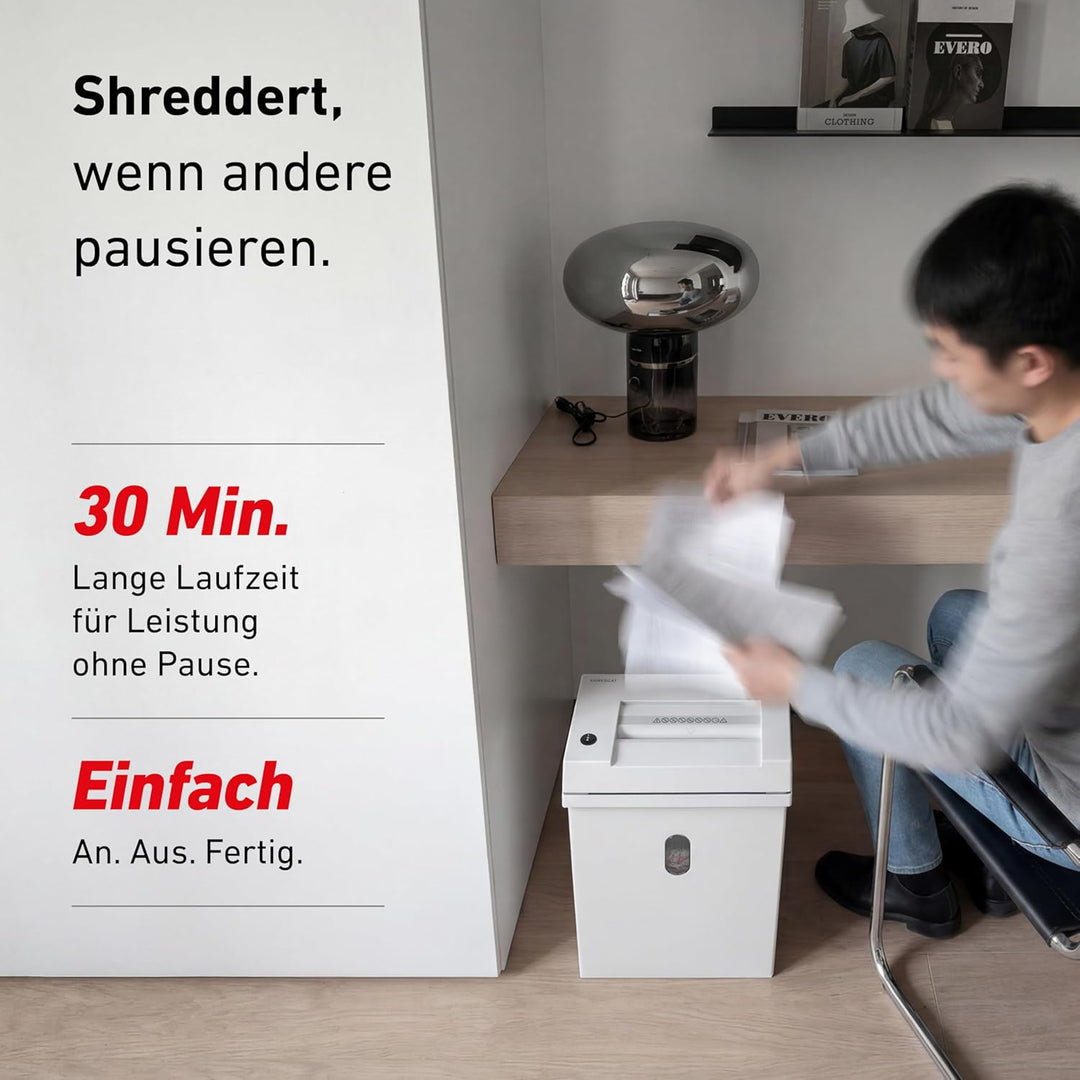 SHREDCAT 8200, P-2, Aktenvernichter bis zu 16 Blatt, leiser Papierschredder für Büro, Aktenschredder