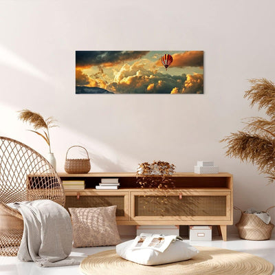 Panorama Bilder auf Leinwand Wolken Ballon Flug Leinwandbild 90x30cm Wandbilder Dekoration Wohnzimme