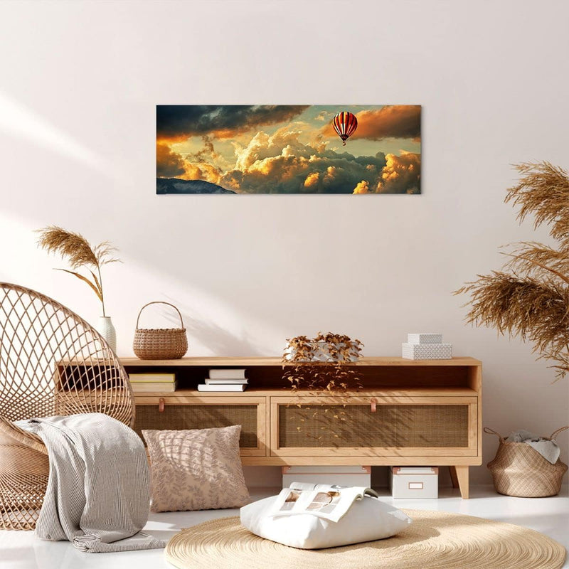 Panorama Bilder auf Leinwand Wolken Ballon Flug Leinwandbild 90x30cm Wandbilder Dekoration Wohnzimme