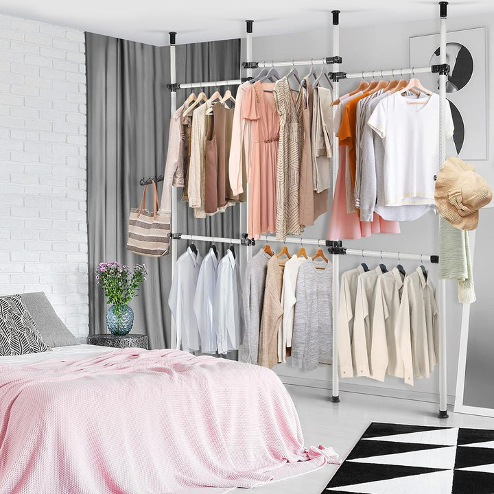 Yosoo Health Gear Begehbarer Kleiderschrank System, Teleskop Kleiderstange, Offener Kleiderschrank S