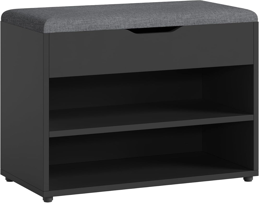 [en.casa] Schuhbank Gentofte 60x30x46cm Schuhschrank mit 3 Ablagefächern Schuhablage für 4 Paar Schu