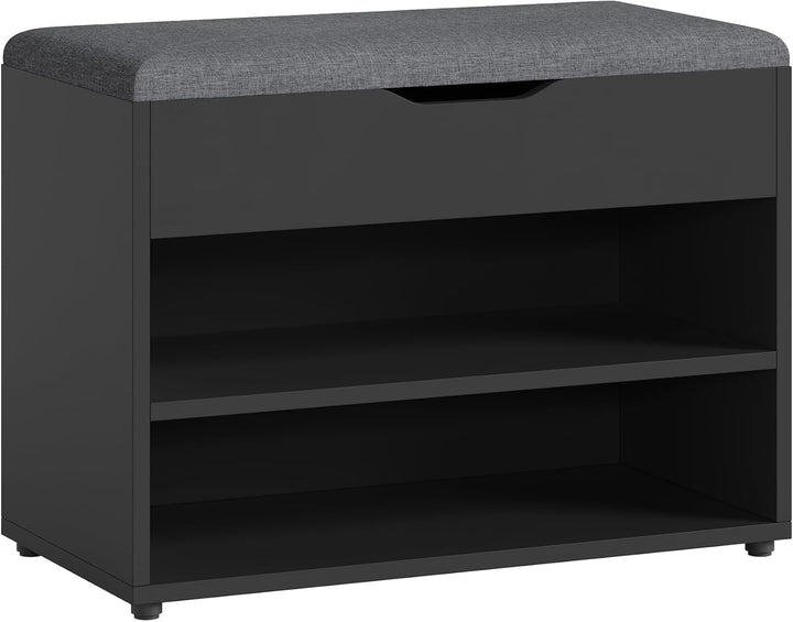 [en.casa] Schuhbank Gentofte 60x30x46cm Schuhschrank mit 3 Ablagefächern Schuhablage für 4 Paar Schu