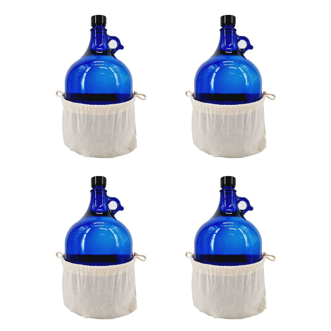 Albert's Premium Selection 5 Liter Henkelflasche/Glasballon, blau, inkl. Deckel und Baumwollbeutel (