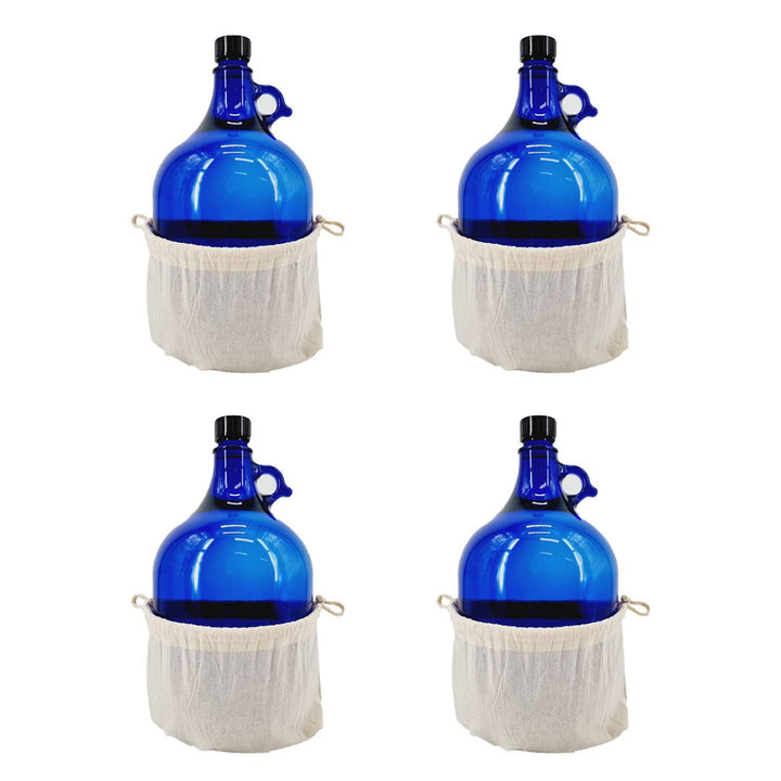 Albert's Premium Selection 5 Liter Henkelflasche/Glasballon, blau, inkl. Deckel und Baumwollbeutel (