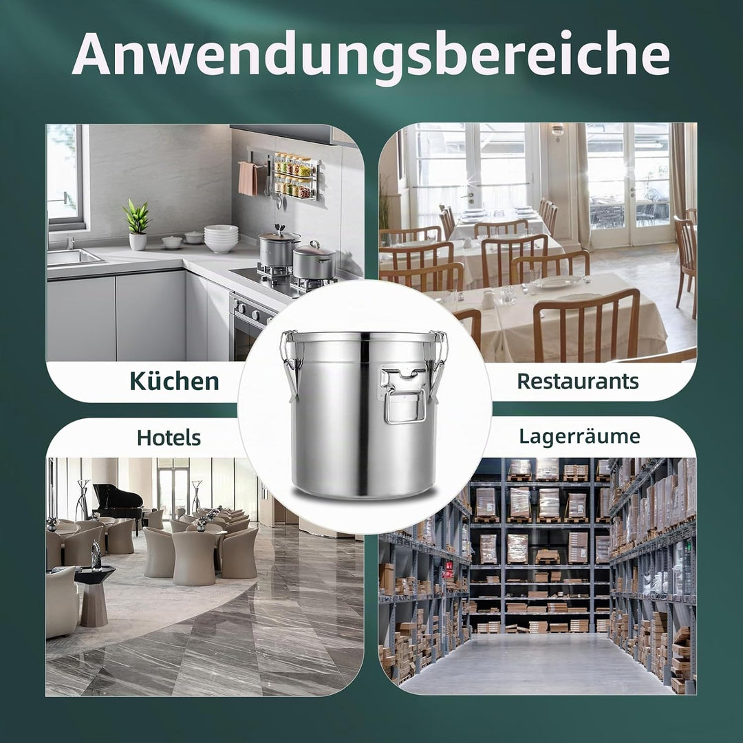 WSIKGHU Eimer mit Deckel Luftdichter Kanister Lebensmittel Edelstahl Küche Getreidebehälter 6L/12L/2