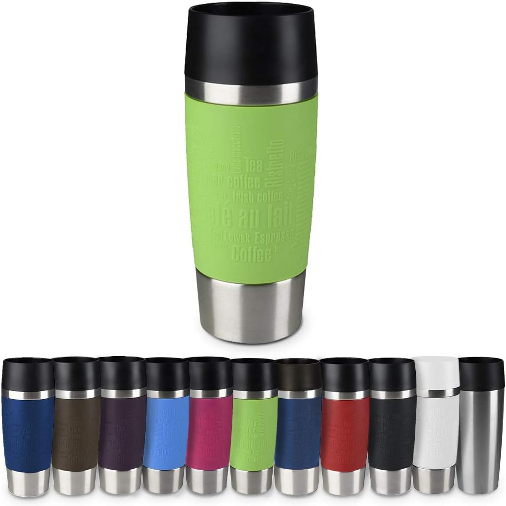 Emsa Standard-Design Travel Mugs, blau/limette, 2 x 360ml 2 Stück (1er Pack) Blau + Limette, 2 Stück