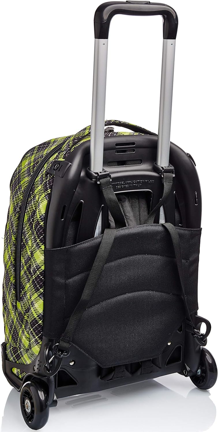 TROLLEY NEW TECH INVICTA TARTAN Rucksack mit Trolleyfunktion, 3 in 1, Schulranzen mit Rollen, Abnehm