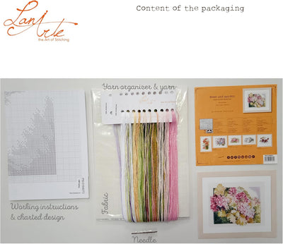 Lanarte Zählmusterpackung Geranien Leinen Kreuzstichpackung, Baumwolle, Mehrfarbig, 49 x 41 x 0.3 cm