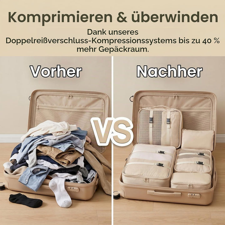11 Stück Compression Packing Cubes Set, Koffer Organizer Set Kleidertaschen