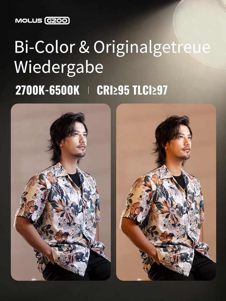 ZHIYUN Molus G200 [Official] Videoleuchte 200W, COB LED Videolicht mit Bowens Mount, Bi-Color Stream