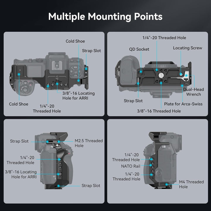 SMALLRIG Z8 Camera Cage für Nikon Z 8, Verdrehsicheres Design, Video-Vlog-Vollkäfig aus Aluminiumleg