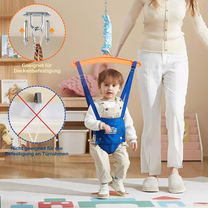 FUNLIO Baby Türhopser mit Deckenhaken für 6–24 Monate, Baby Hüpfschaukel für Drinnen und Draussen, K