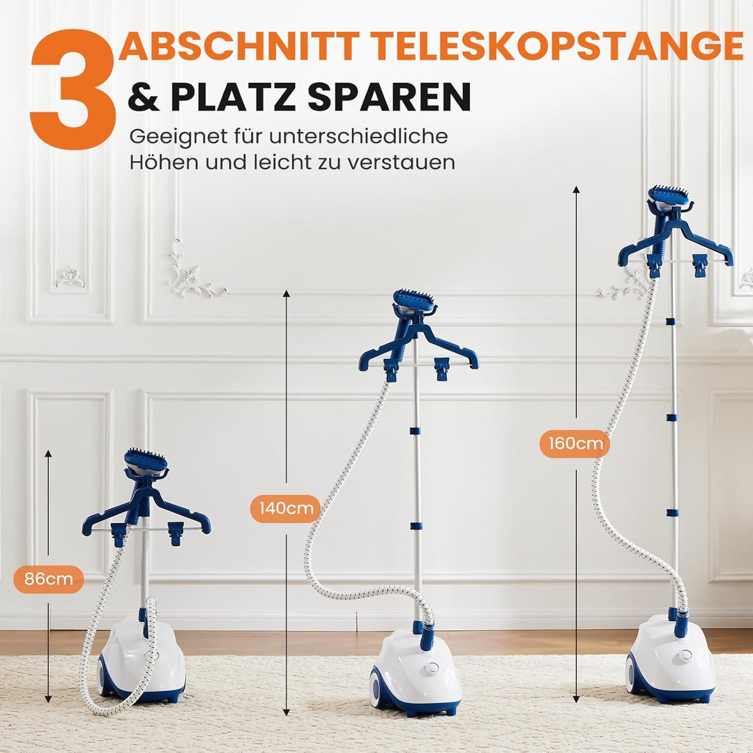 Sweetcrispy Kleiderdampfer 1500 W, leistungsstarker Steamer, vertikaler Dampfbügler mit Rollen, 1,7