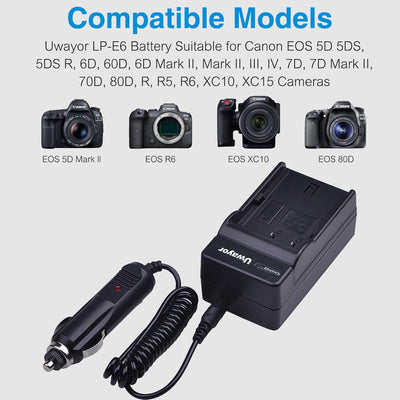 Uwayor LP-E6 Batterien Ladegerät für Canon LP-E6, LP-E6N and Canon EOS R,R5,R6,5D Mark II III IV, 5D