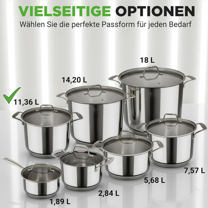NutriChef Kochtopf Gross, 11,5L- Ø 26cm, Suppentopf Edelstahl Induktion für Alle Herdarten Geeignet,
