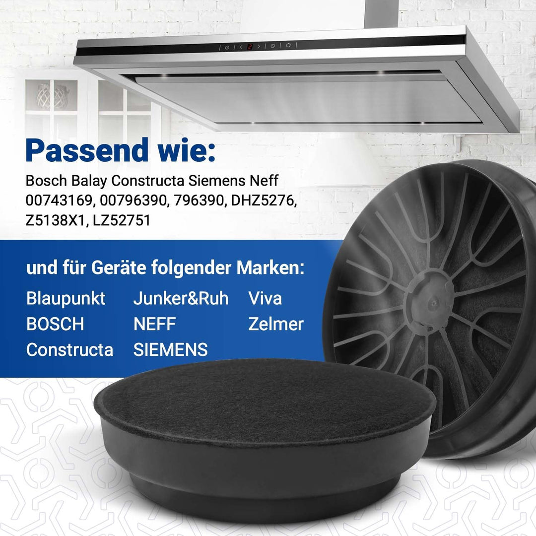 VIOKS 2x Kohlefilter Ersatz für Bosch Siеmens 796390 00796390 00743169 DHZ5276 DHZ5275 Z5138X1 LZ527