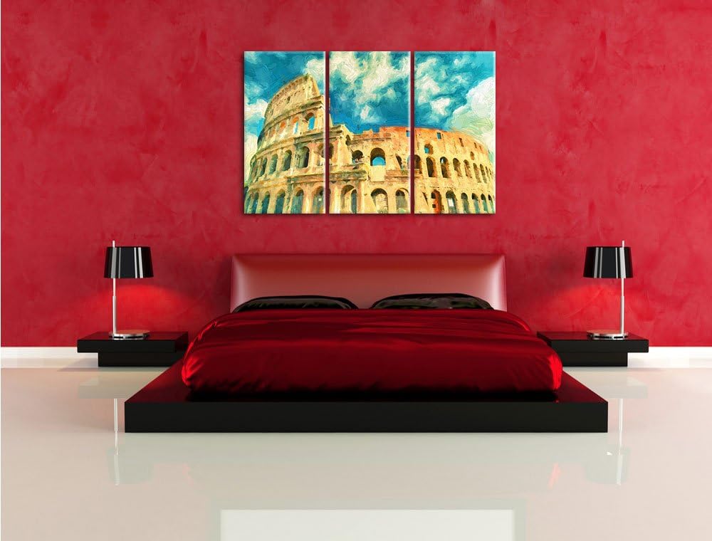 Pixxprint Colosseum bei Tag in Rom als Leinwandbild/Grösse: 3 Teilig (120x80) cm/Wandbild/Kunstdruck