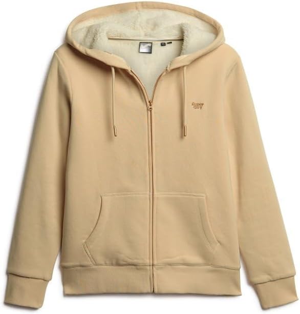 Superdry Damen Essential Borg Lined Ziphood Sweatshirt, Tapioka-Creme, 38