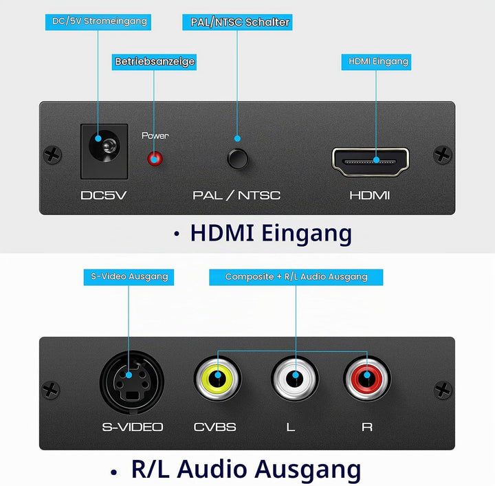 EASYCEL HDMI auf S-Video RCA Konverter mit S-Video und RCA Kabel, HDMI zu Svideo RCA Adapter, HDMI z