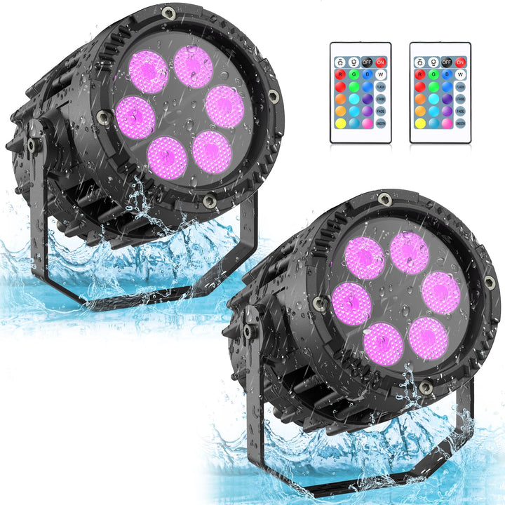 2PCS 6 x 3W IP67 Wasserdichtes Par Licht, RGBW 4 in 1 LED Discolicht Partylicht mit Fernbedienung, f
