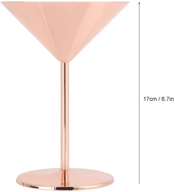 Beufee 2 Stück Metall-Martini-Gläser, Edelstahl-Martini-Gläser, Cocktailgläser, Roségold, Martini-Ke