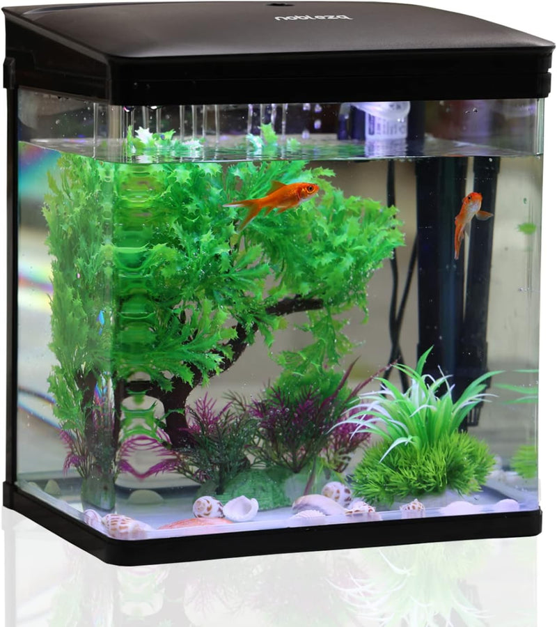 Nobleza - 7L Mini Aquarium Komplettset, Nano Aquarium Stabiles Einsteigerbecken mit LED-Beleuchtung