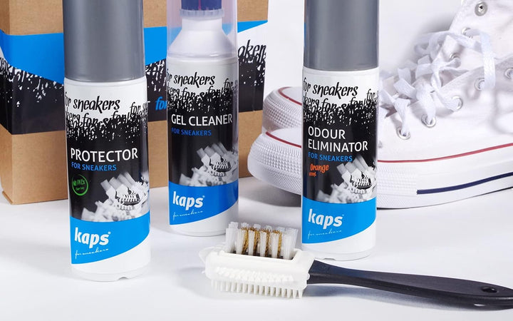 Kaps 4 Sneakers Schuhpflege Reinigungsset, Gel Sneaker Reiniger, wasserabweisendes Schuhschutz Spray