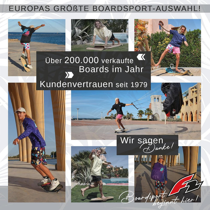 F2 Set Kork Balance Board Flat Shape + Halbkugel Modell wählbar Surf 84x31cm + Halbkugel, Surf 84x31