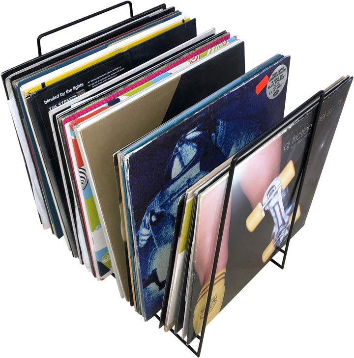 7even Schallplatten Ständer Schwarz XL - LP & 12" Vinyl Aufbewahrung Regal in Black 39cm hoch 12“ Xl