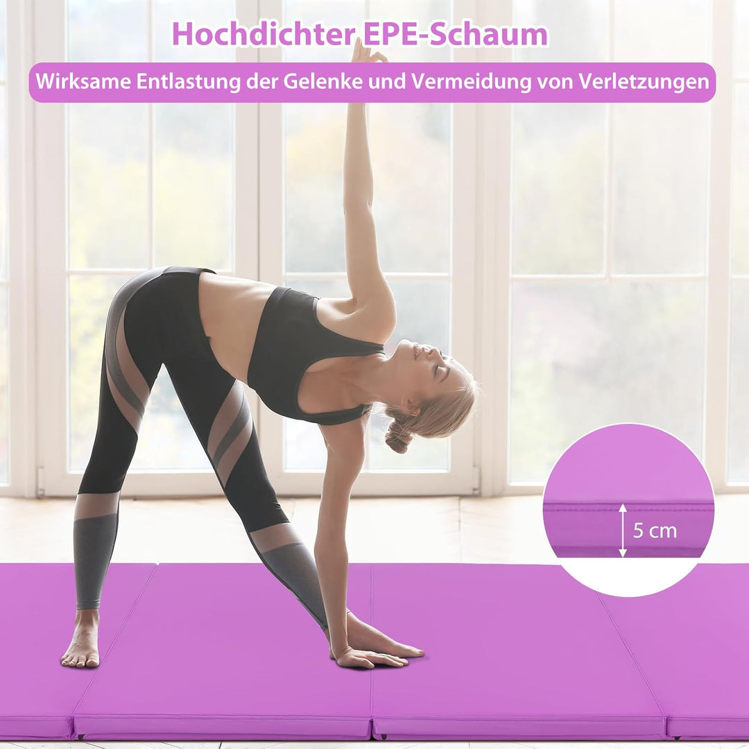 GOPLUS Turnmatte klappbar, 240x116x5cm Weichbodenmatte mit Tragegriffen & Klettverschlüssen, Gymnast