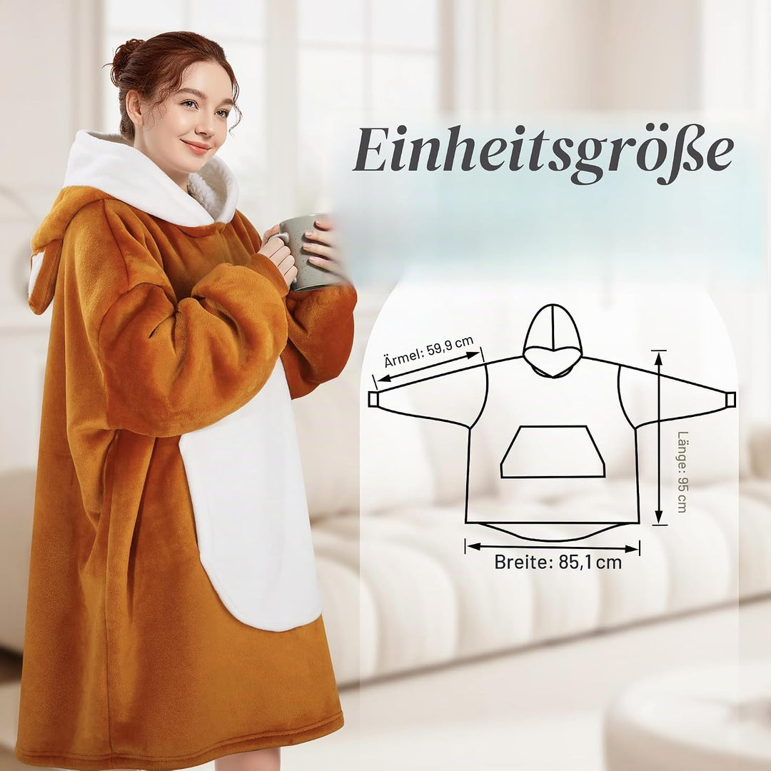 Queenshin Hoodie Decke mit Ärmeln Kuscheldecke Deckenpullover für Damen Herren, Tragbare Decke zum A