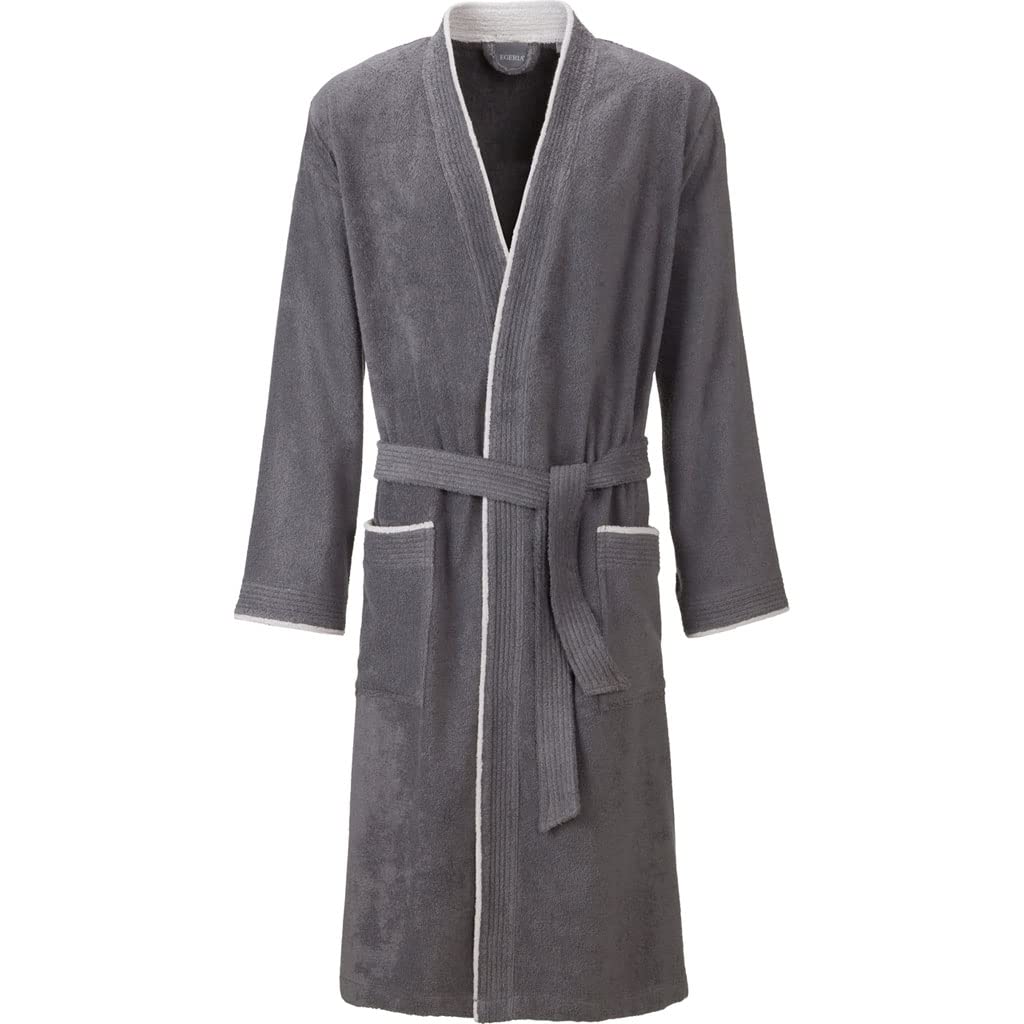 Egeria Nico graphit Herren Kimono Bademantel L 100% Baumwolle