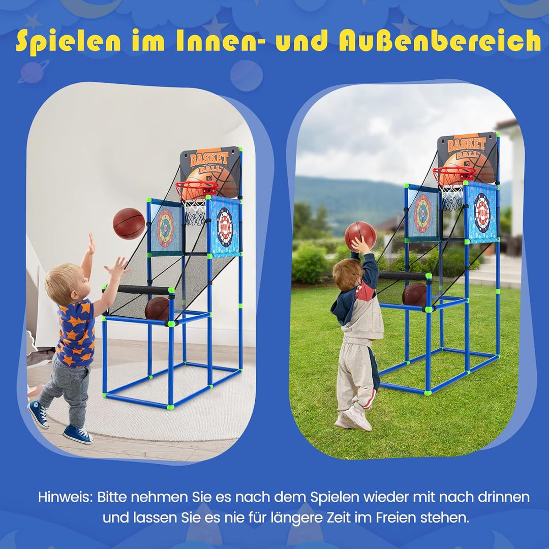 COSTWAY Arcade Basketball Spielset, Basketballständer mit Anzeigetafel & Soundeffekt, Basketballkorb