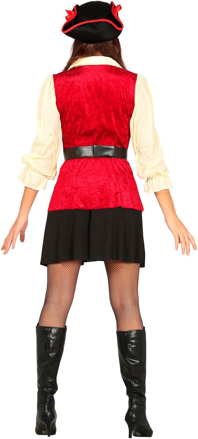Generique - Freibeuter Piratin Kostüm für Damen schwarz-rot-beige
