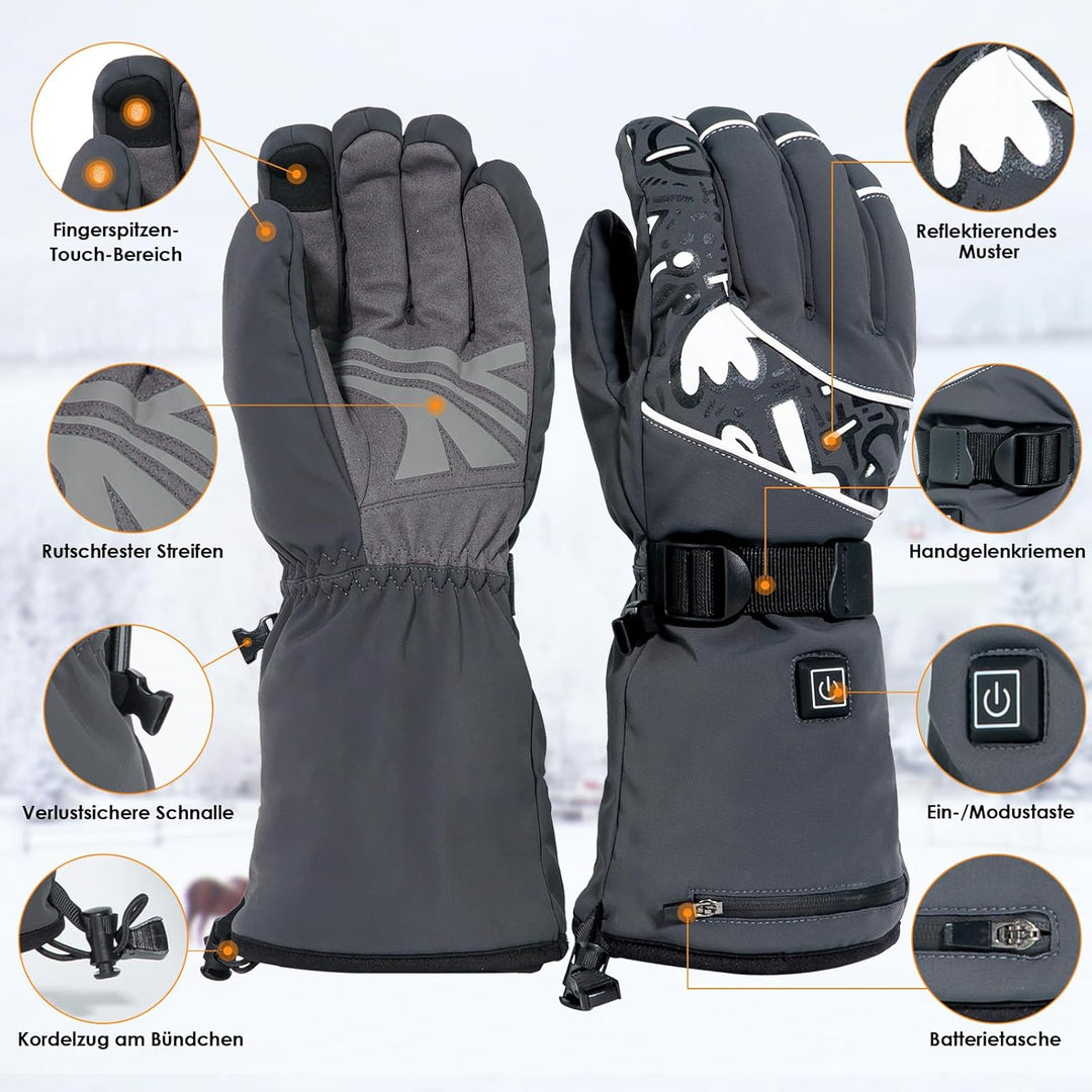 Minthouz W13 Beheizte Handschuhe, 5V 5000mAh Akku Beheizbare Handschuhe für Herren Damen, Wärmehands