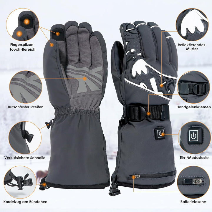 Minthouz W13 Beheizte Handschuhe, 5V 5000mAh Akku Beheizbare Handschuhe für Herren Damen, Wärmehands