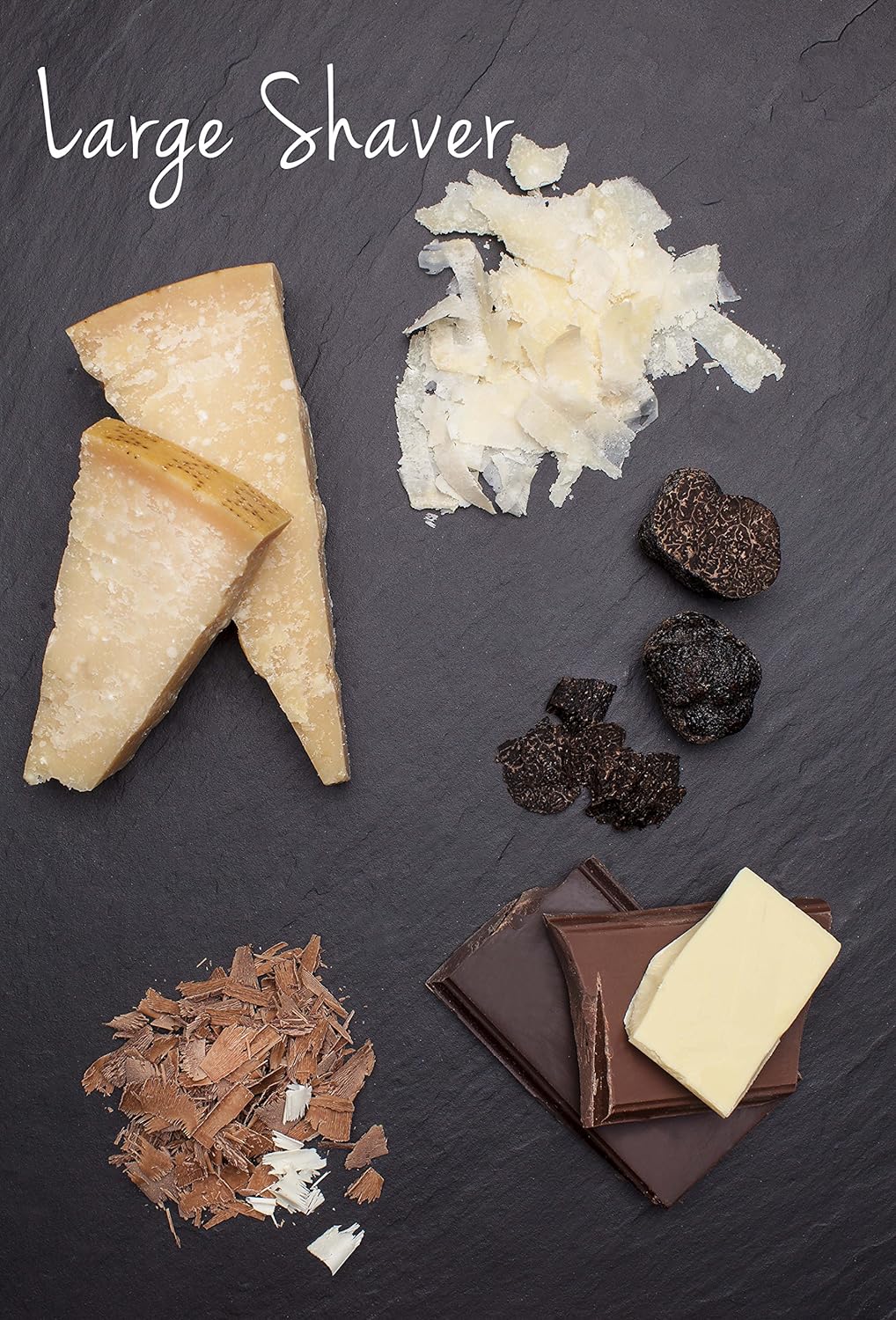 Microplane Grosse Raspel Küchenreibe für Hartkäse, Schokolade und Trüffel in Schwarz mit Edelstahlkl