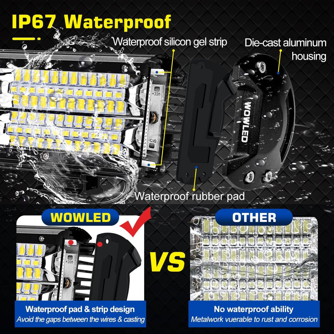 WOWLED LED Arbeitslichtbalken, 2x 5 Zoll 36W 10800Lumen Zwei Reihen Upgrade Off Road Lichter Lichtba