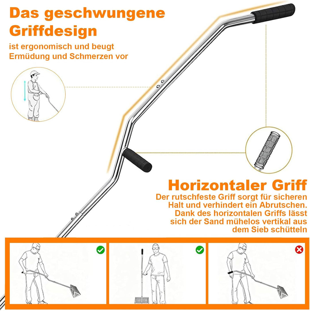 Strandrechen, Sandflohharke Set Aus Edelstahl, Abnehmbarer Langer Stiel | Mit Eimer, Handschuhe, Sch
