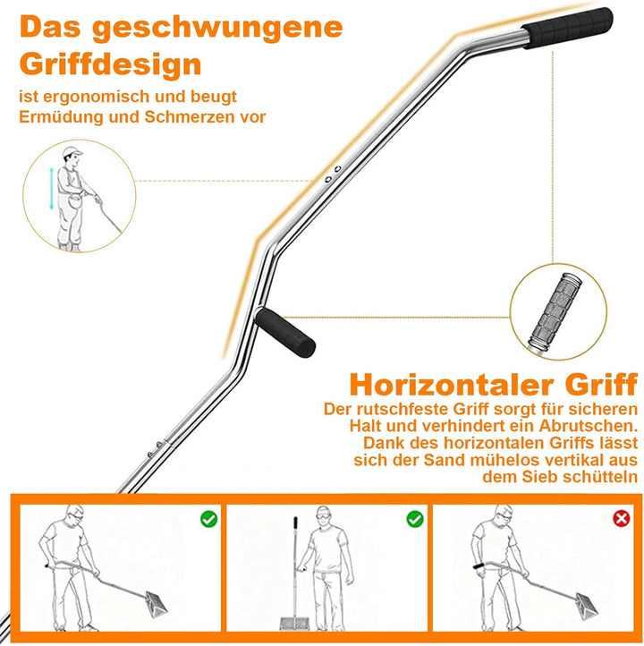 Strandrechen, Sandflohharke Set Aus Edelstahl, Abnehmbarer Langer Stiel | Mit Eimer, Handschuhe, Sch