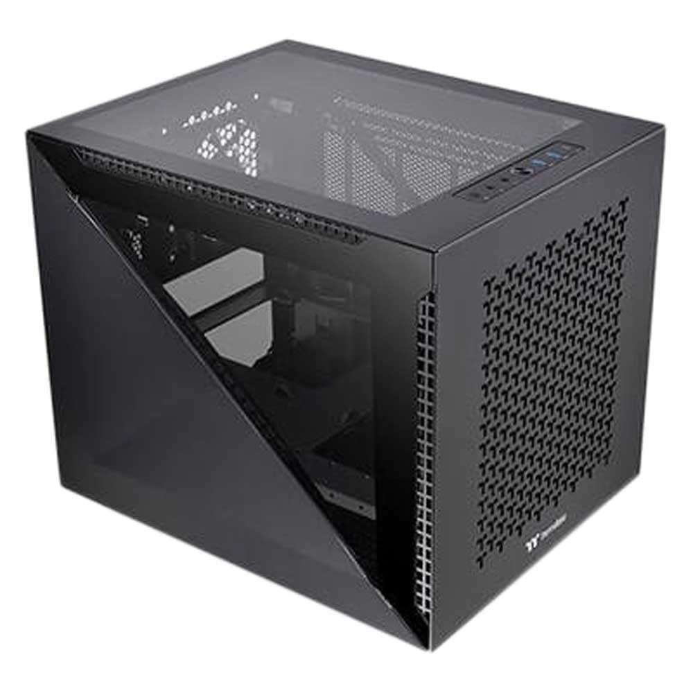 Thermaltake Divider 200 TG Air Black | Micro-ATX-PC-Gehäuse | 2 x gehärtetes 3mm Glasseitenteil | Me